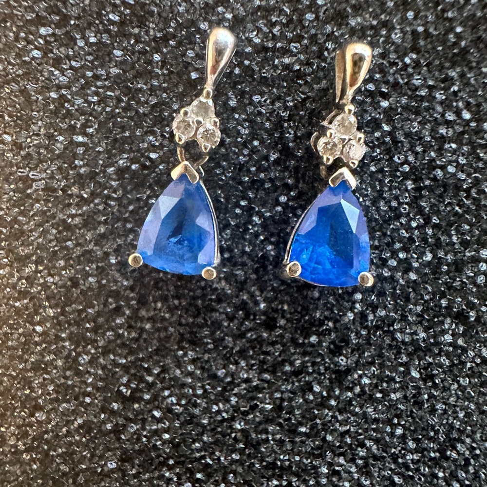 14k blue topaz diamond earrings